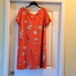 Floral Orange /Coral Color Dress,size L By Apt9